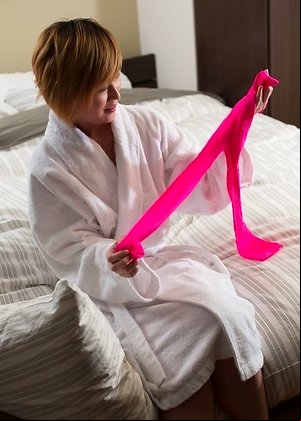 hairy pussy, kanna otowa, pink pantyhose, posing, redhead, shorthair, solo girl, 